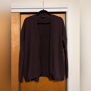 Ann Taylor deep dusty purple fine Italian cashmere open sweater